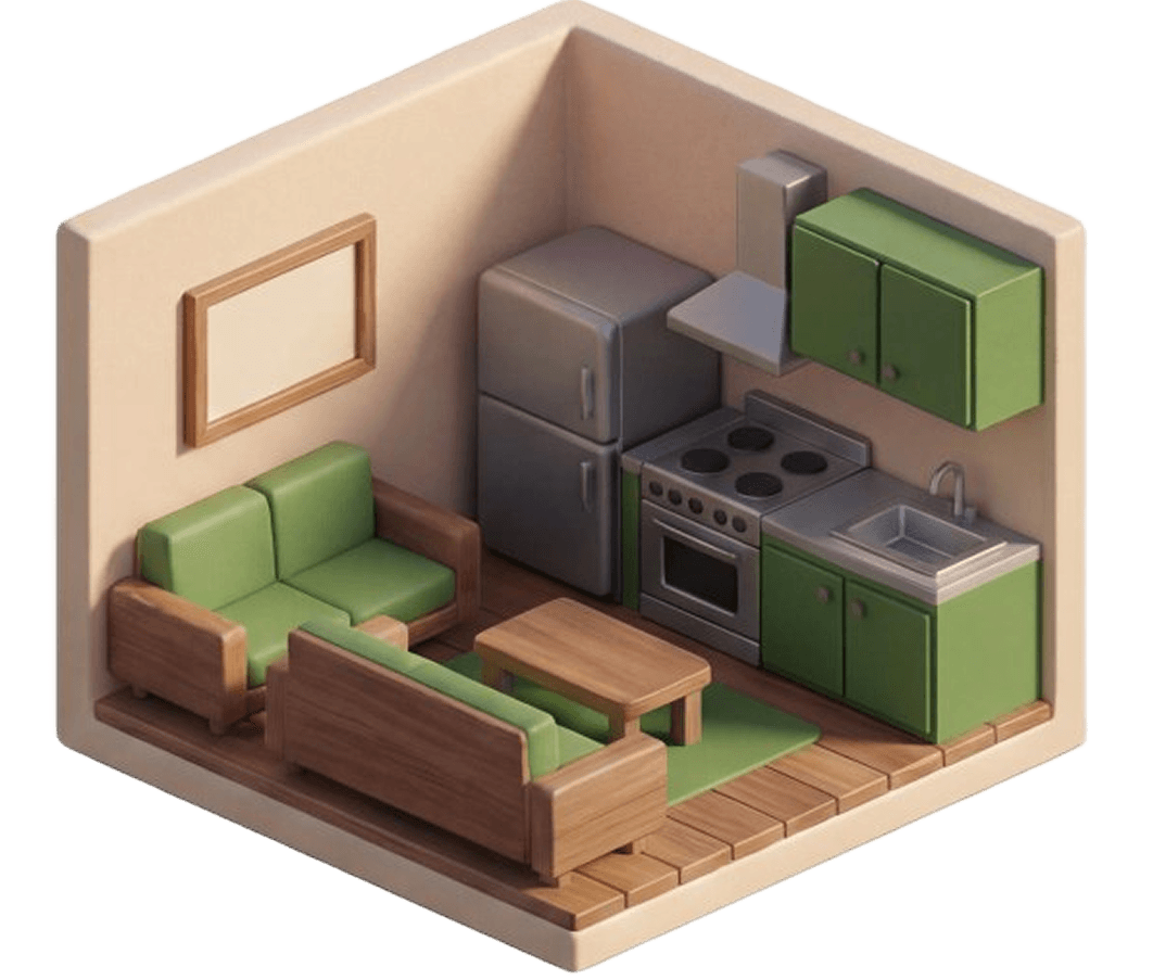 Комната  с кухонной зоной